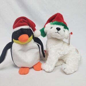 ty Beanie Babies Zero the Penguin & Tinsel the Dog Christmas 6" NEW WITH TAGS!!!